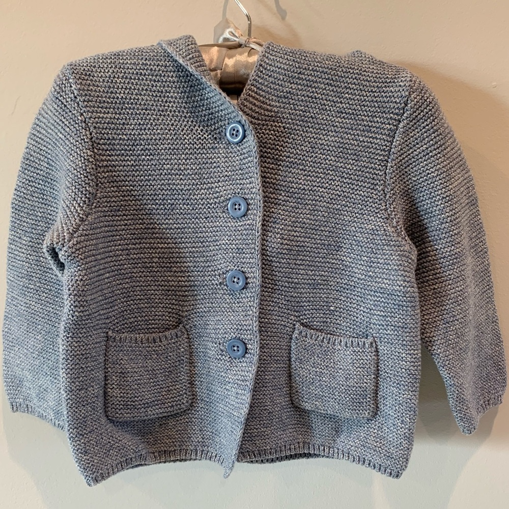 New Baby Gap Boy Knit Shark Hood Button Sweater - Picture 3 of 7